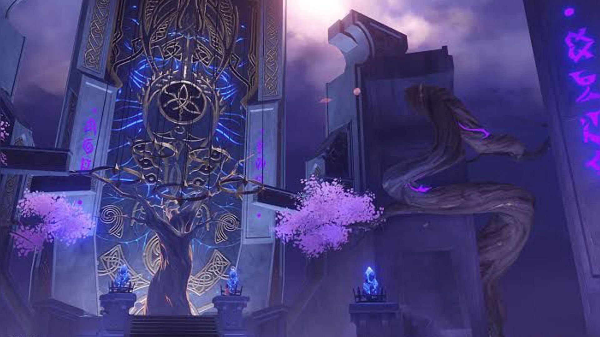 A mural possibly representing the Primordial One and its Shades in domains (Image via HoYoverse)